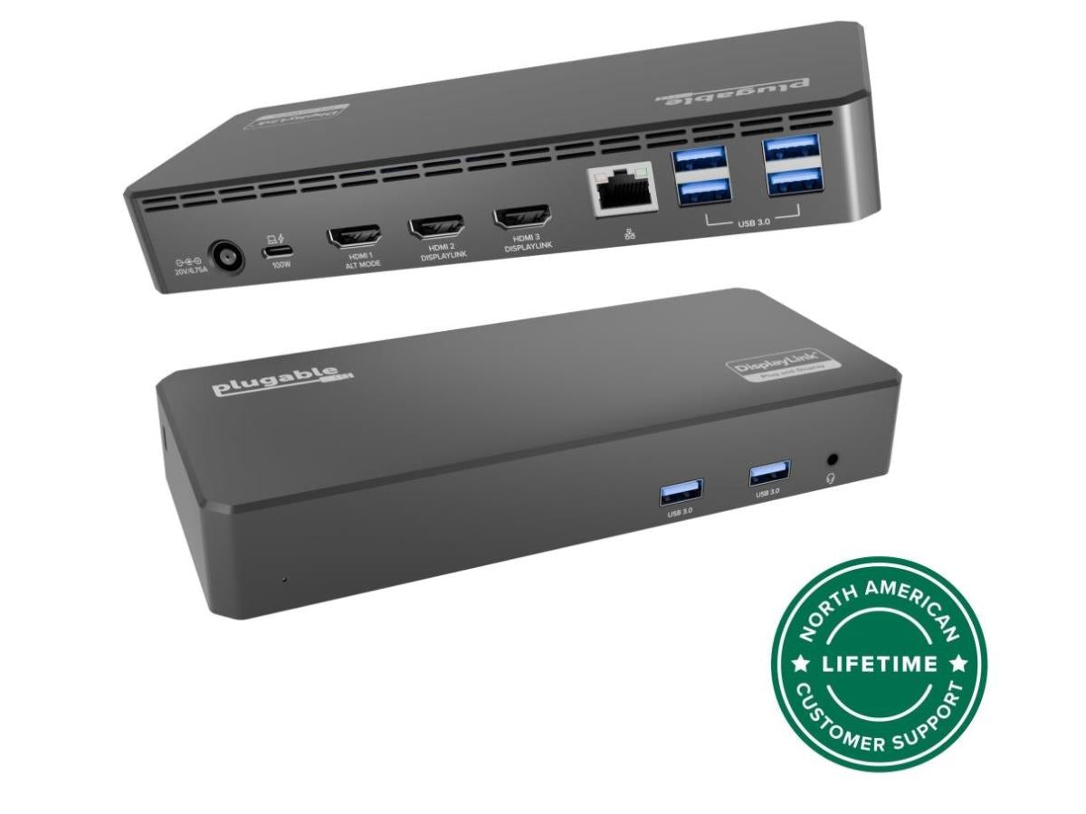 Plugable USB-C Triple-Display Docking Station, 100W PD
